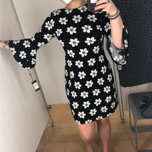 Floral Black and White Dress